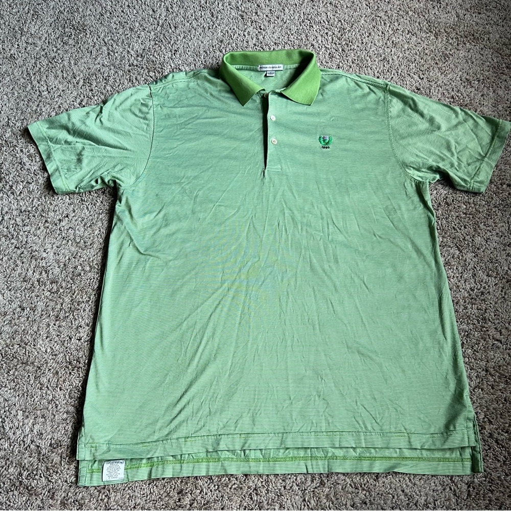 Vintage Peter Millar Golf Polo Shirt Large Green Stripes Garden City Golf Club - Picture 4 of 6